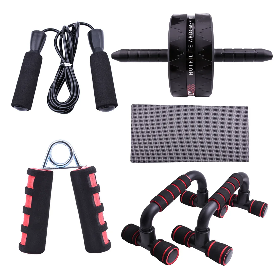 6pc/Set Fitness Workout Equipment Gym Wheel Roller Set Jump Rope Push Up Bar Hand Grip Set Abdominal Folded Muscle Exerciser
6pc/Set Fitness Workout Equipment Gym Wheel Roller Set Jump Rope Push Up Bar Hand Grip Set Abdominal Folded Muscle Exerciser