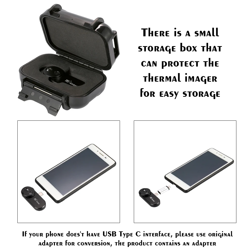 Multifunctional KKMOON Mobile Phone External Infrared Black High Thermal Thermal Imager for Android Phones with Adapter
Multifunctional KKMOON Mobile Phone External Infrared Black High Thermal Thermal Imager for Android Phones with Adapter