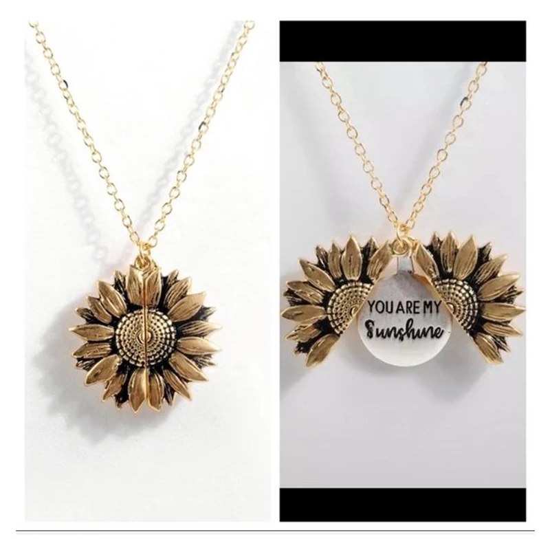 You are my sunshine Open Locket Sunflower Pendant Necklace Free Dropshipping 2019 New Women Gold Necklace Custom
You are my sunshine Open Locket Sunflower Pendant Necklace Free Dropshipping 2019 New Women Gold Necklace Custom
