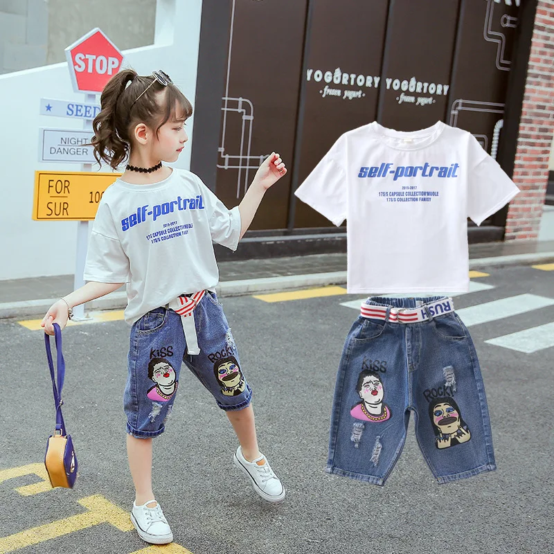 Girls Denim Suit Summer 2019 New Style Big Boy Cartoon Bermuda Shorts Children Two-Piece Set Childrenswear
Girls Denim Suit Summer 2019 New Style Big Boy Cartoon Bermuda Shorts Children Two-Piece Set Childrenswear