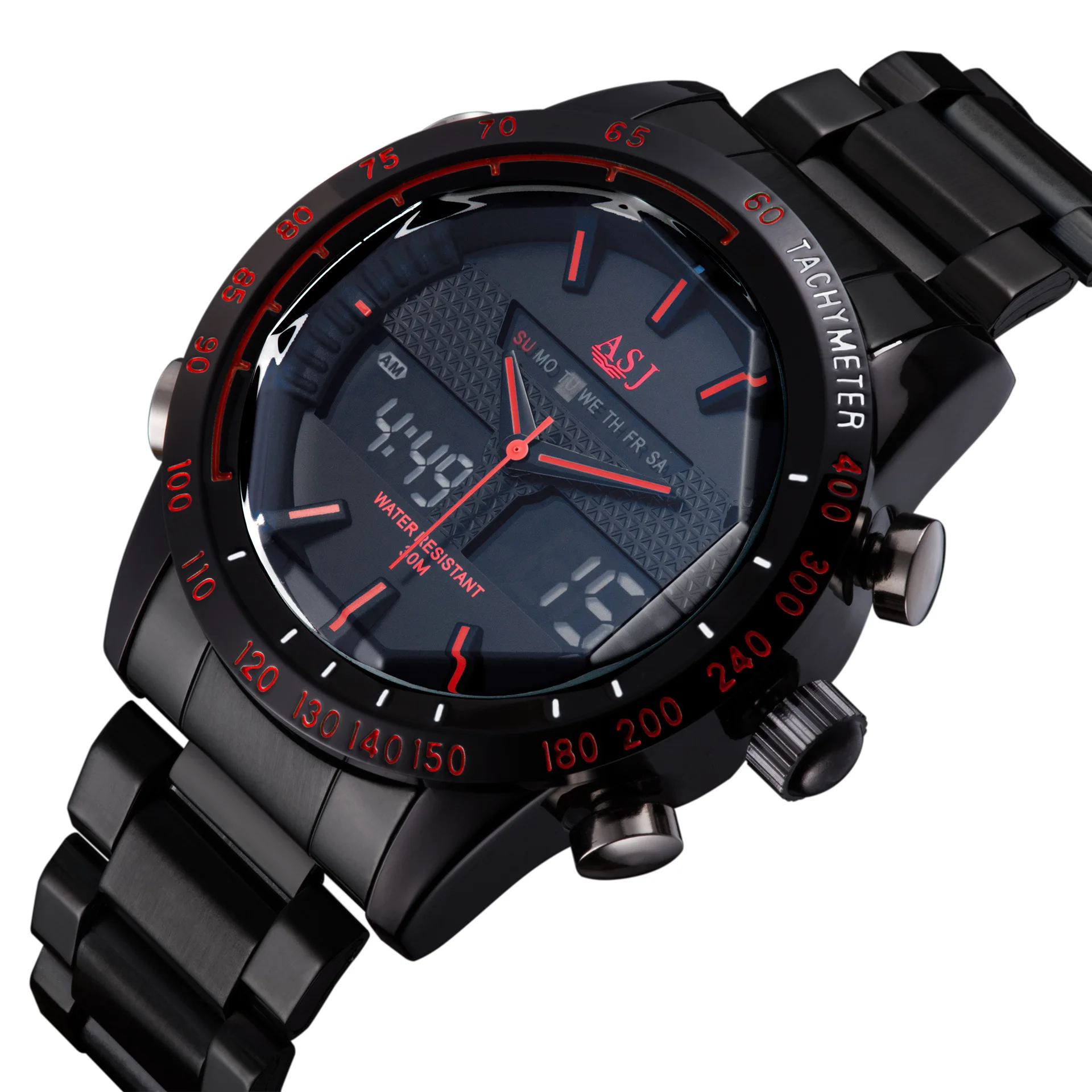 ASJ Watch Hot Selling Multi-functional Date Seconds Waterproof Back Lamp Night Light Hands Dual Display Sports Electronic Watch
ASJ Watch Hot Selling Multi-functional Date Seconds Waterproof Back Lamp Night Light Hands Dual Display Sports Electronic Watch