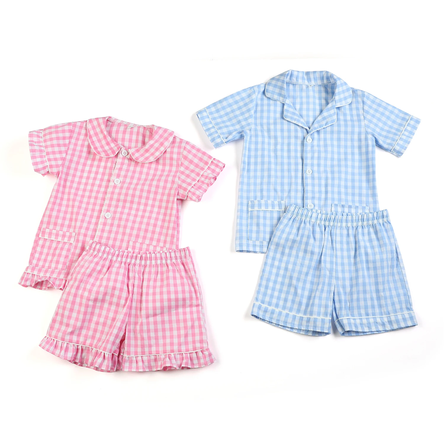 Summer Clothes 100% Cotton Seersucker Girls Pyjamas Sets Soft Matching Kids Sleepwear Boys Pajamas
Summer Clothes 100% Cotton Seersucker Girls Pyjamas Sets Soft Matching Kids Sleepwear Boys Pajamas