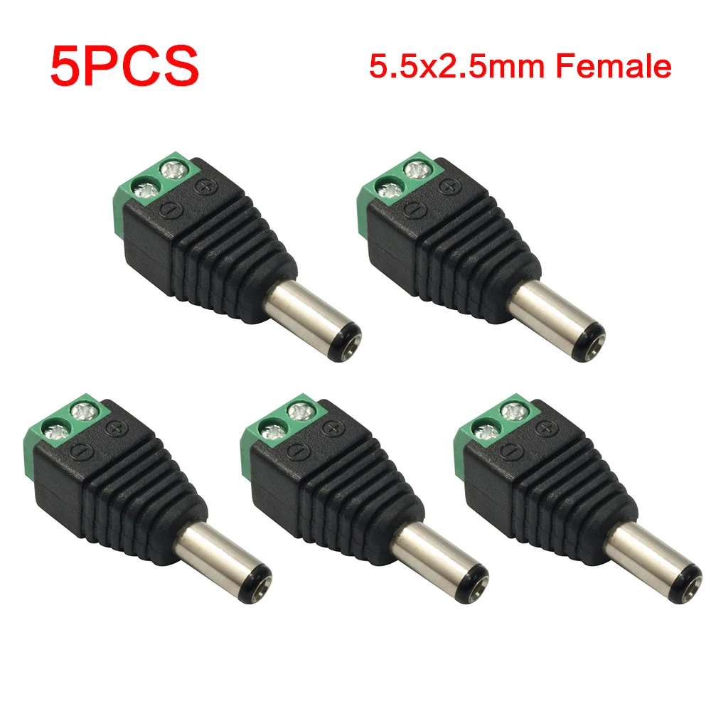 5PCS 5.5mm*2.1mm Female Male DC Power Cable Connector Jack Plug Connection For LED Strip CCTV Security Camera Home Applicance
5PCS 5.5mm*2.1mm Female Male DC Power Cable Connector Jack Plug Connection For LED Strip CCTV Security Camera Home Applicance
