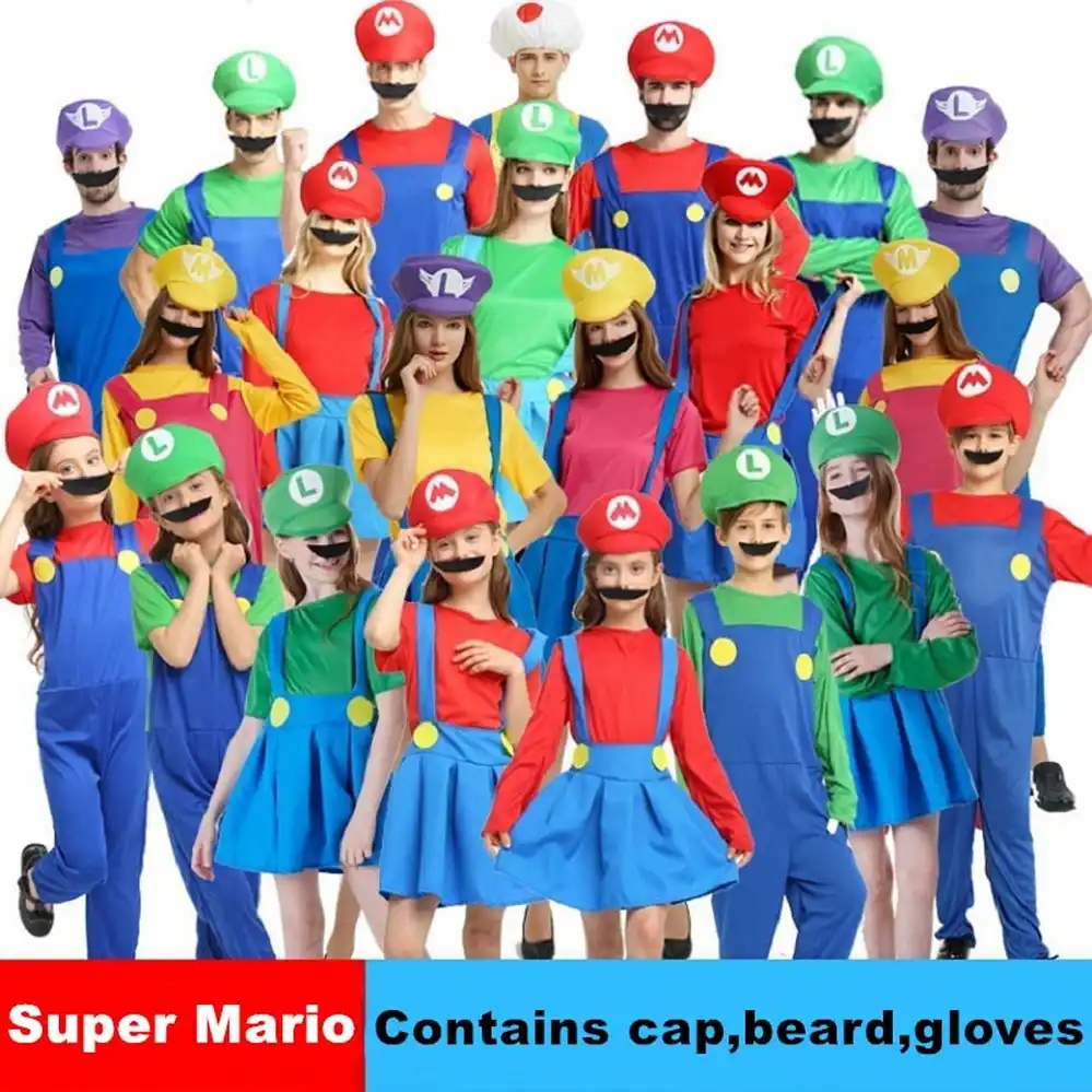 kids super mario bros cosplay dance costume set children