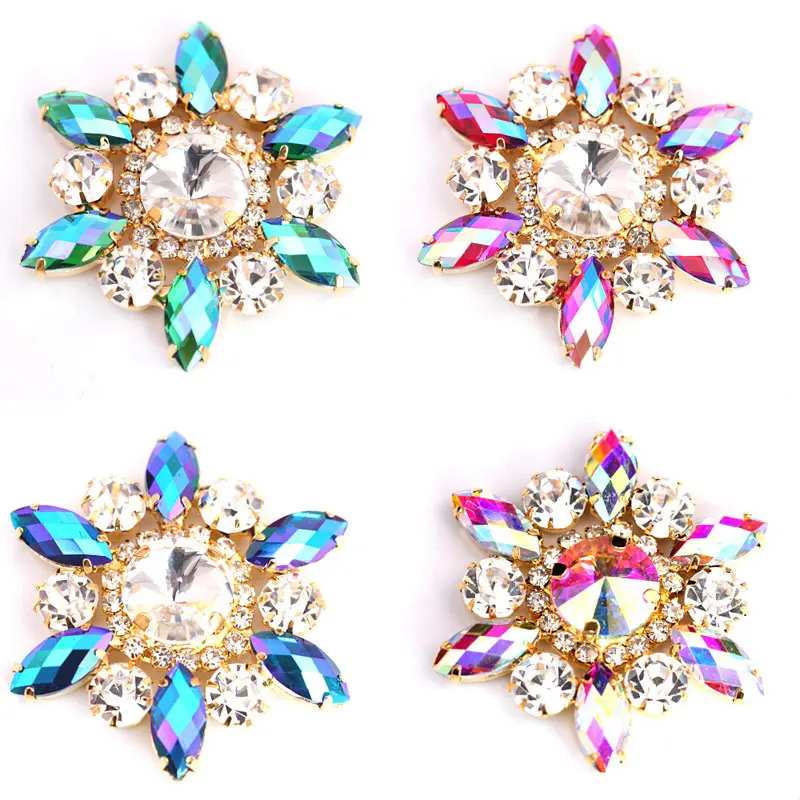 1PCS 5x5cm Colorful AB Colors Navette Round Flower Sew On Rhinestone Applique Brooch With Gold Base For Clothes Decoration F0136
1PCS 5x5cm Colorful AB Colors Navette Round Flower Sew On Rhinestone Applique Brooch With Gold Base For Clothes Decoration F0136