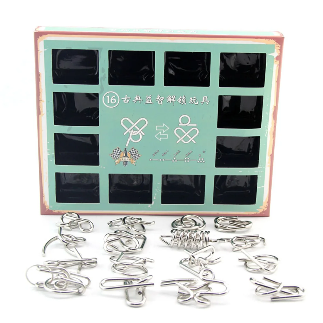 16Pcs/set Metal Intelligence Buckle Interlock Toys Brain Teaser Game Toys with 3.2mm Diameter for Adult Children Kids Gift Set
16Pcs/set Metal Intelligence Buckle Interlock Toys Brain Teaser Game Toys with 3.2mm Diameter for Adult Children Kids Gift Set