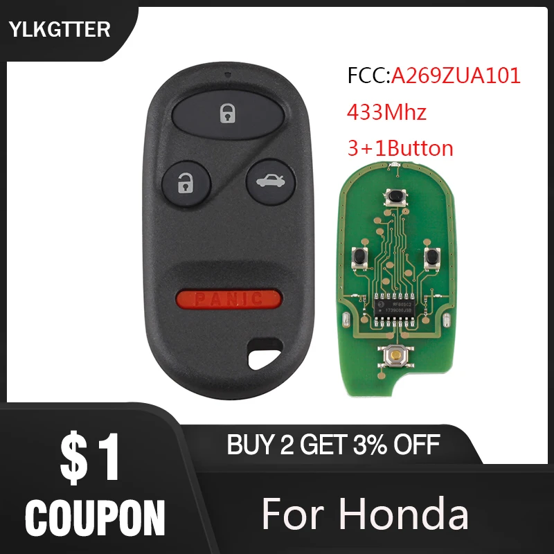 YLKGTTER 433Mhz 3+1Buttons Remote Car key For Honda CR-V CR V A269ZUA101 For Honda CR-V 1997-2001 Alarm Fob
YLKGTTER 433Mhz 3+1Buttons Remote Car key For Honda CR-V CR V A269ZUA101 For Honda CR-V 1997-2001 Alarm Fob