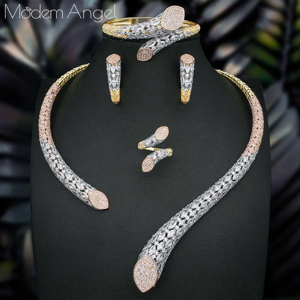 Женское свадебное кольцо из меди и фианита ModemAngel роскошное Брендовое ожерелье
