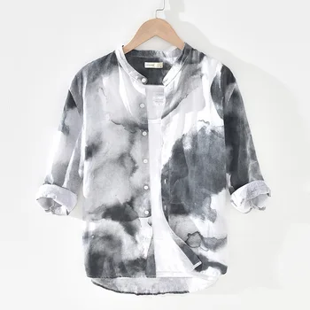 2020 Men's Three Quarter Sleeve Shirts 100%Linen Summer Casual Print Shirts Man Stand Collar Blouse Tops Y2484
2020 Men's Three Quarter Sleeve Shirts 100%Linen Summer Casual Print Shirts Man Stand Collar Blouse Tops Y2484