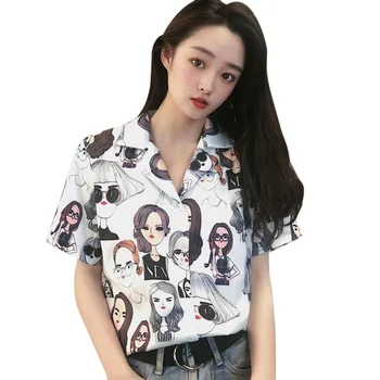 Blouse Women Korean Style Cartoon Beauties Print Turn-down Collar Lapel Shirts Tops Button Loose Blouses mujer de moda blusas
Blouse Women Korean Style Cartoon Beauties Print Turn-down Collar Lapel Shirts Tops Button Loose Blouses mujer de moda blusas