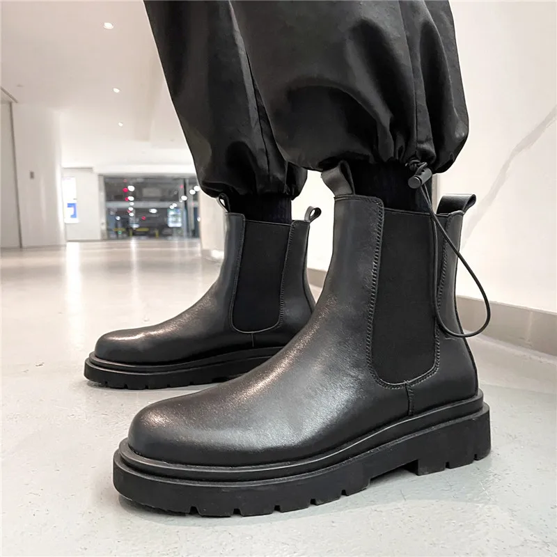British style mens leisure chelsea boots black platform shoes punk hip hop motorcycle boot cow leather ankle botas masculina man
British style mens leisure chelsea boots black platform shoes punk hip hop motorcycle boot cow leather ankle botas masculina man