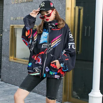 Spring Beading Jacket Women Coat Patch Cool Harajuku Loose Bomber Streetwear Casual Basic Coat Oversize Short Jackets SA374S30
Spring Beading Jacket Women Coat Patch Cool Harajuku Loose Bomber Streetwear Casual Basic Coat Oversize Short Jackets SA374S30
