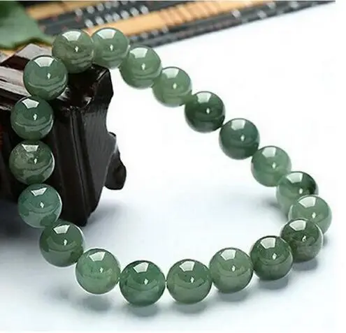 Chinese 100% Natural Hetian Nephrite Jade Bangle Bead Bracelet 16MM