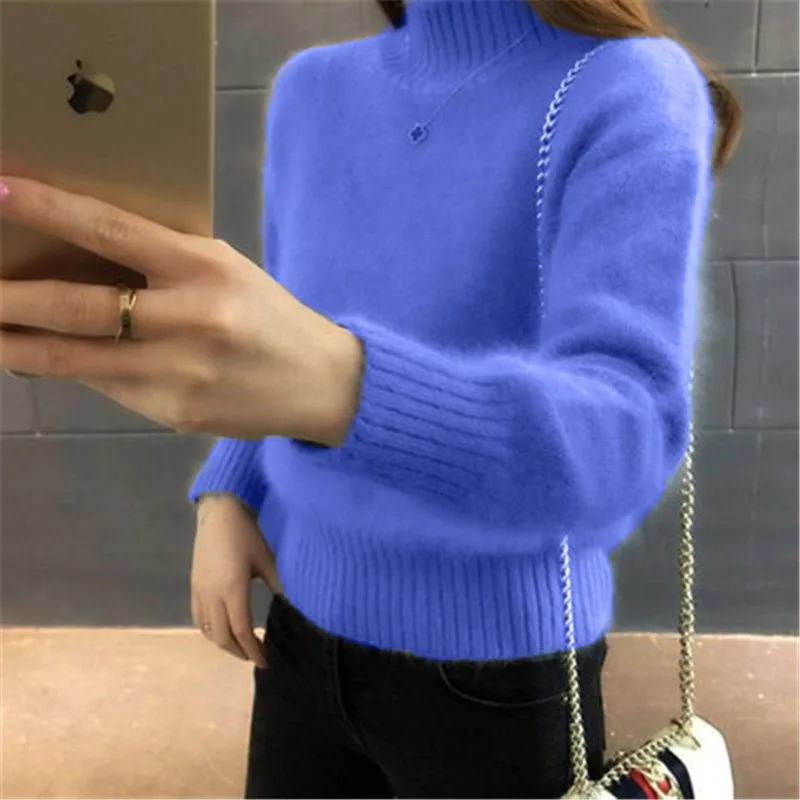 Фото Cashmere Sweater Women Winter Wool Mohair velvet Fleece Soft Plus Size Elasticity Casual Thick Pullover Warm Loose Sweaters | Женская