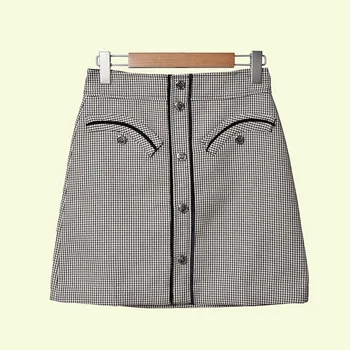 19 Thousand Birds Grid Splicing Button Check Pattern Slim Fit A Word Skirt Lady Half Body Skirt 95098
19 Thousand Birds Grid Splicing Button Check Pattern Slim Fit A Word Skirt Lady Half Body Skirt 95098