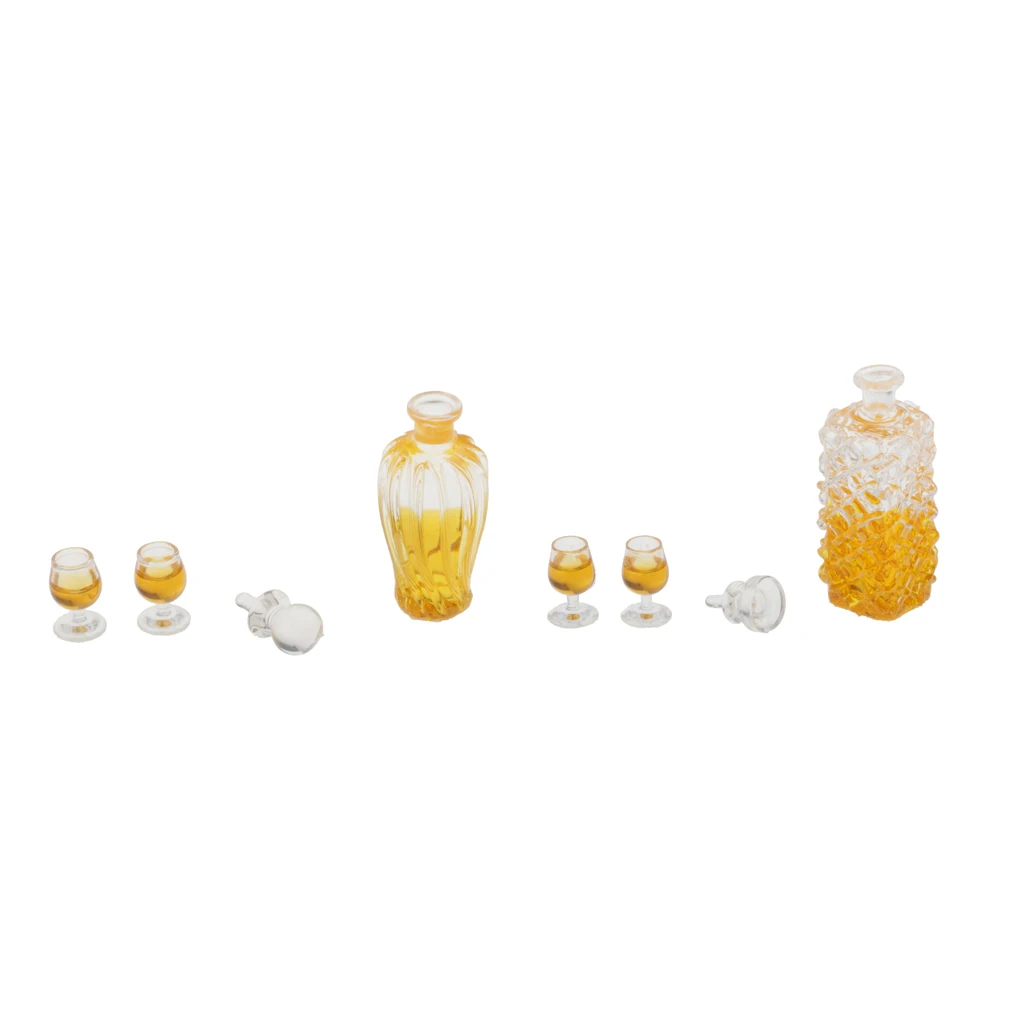 2Pcs Miniature Wine Bottles & 4Pcs Cups 1/12 Dollhouse Kitchen Dinning Room Table Decoration Accessories 2Pcs Miniature Wine Bottles & 4Pcs Cups 1/12 Dollhouse Kitchen Dinning Room Table Decoration Accessories