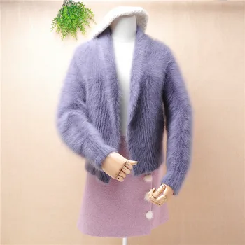 ladies women fashion hairy mink cashmere short style cropped long sleeves cardigans mantle angora fur knitted jacket winter coat 
ladies women fashion hairy mink cashmere short style cropped long sleeves cardigans mantle angora fur knitted jacket winter coat