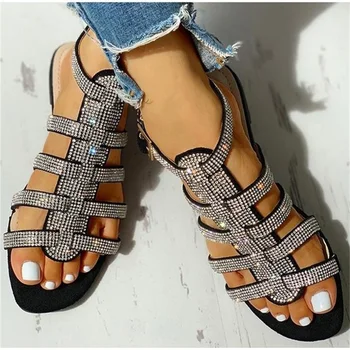 Women's Glitter Gladiator Sandals 2020 Summer New Ankle Straps Ladies Outdoor Rome Crystal Bling Flat Beach Sandals
Women's Glitter Gladiator Sandals 2020 Summer New Ankle Straps Ladies Outdoor Rome Crystal Bling Flat Beach Sandals