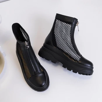 Genuine Leather Women Ankle Boots Chunky Heels Flats Platform Female New summer Boots Night Club Shoes Woman size 41 42
Genuine Leather Women Ankle Boots Chunky Heels Flats Platform Female New summer Boots Night Club Shoes Woman size 41 42