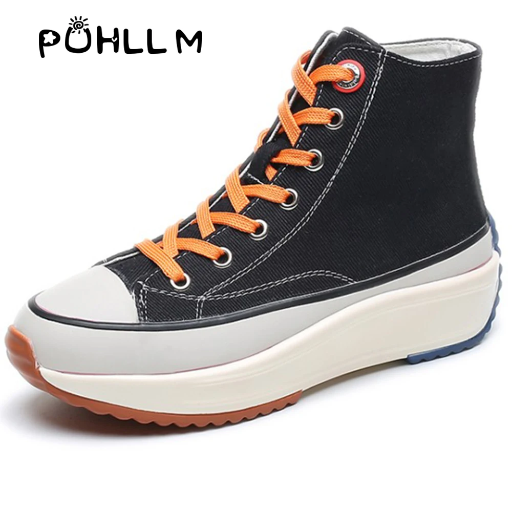 2019 New Muffin Thick Bottom High Canvas Shoes Casual Shoes Round Head Color Matching Fashion Wild Women's shoesD15
2019 New Muffin Thick Bottom High Canvas Shoes Casual Shoes Round Head Color Matching Fashion Wild Women's shoesD15