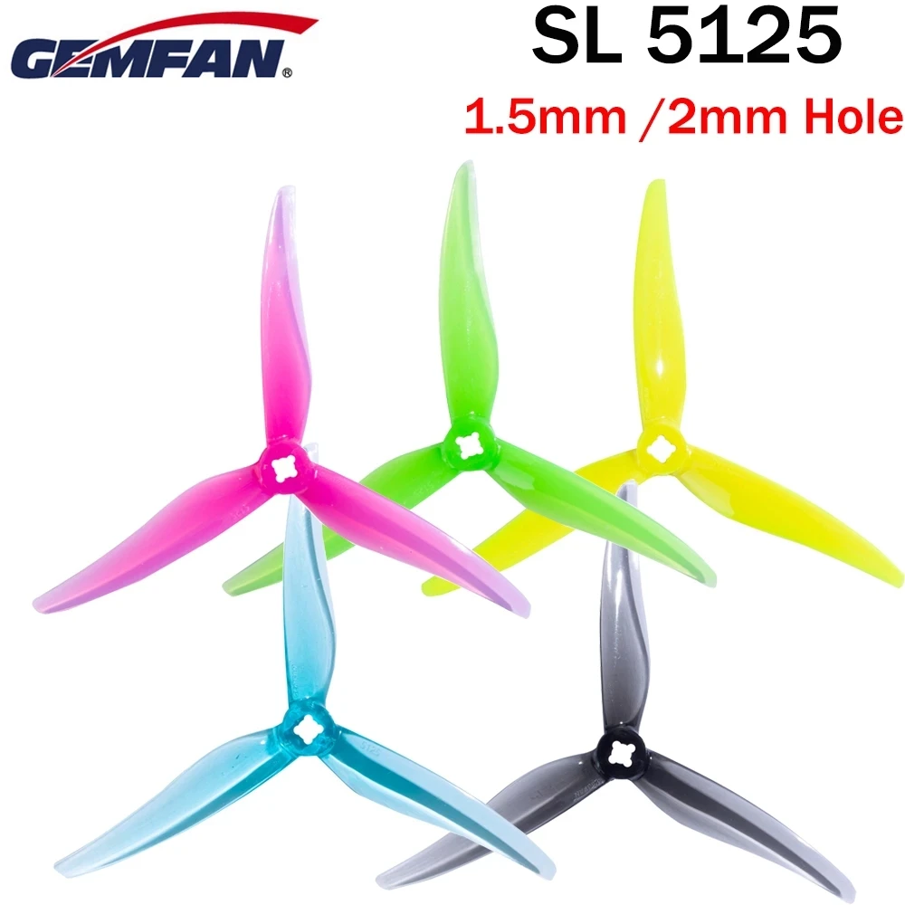 

8 Pairs Gemfan SL 5125 5.1inch 3-Blade Propeller 1.5mm/2.0mm Hole FPV Brushless Motor Propeller for FPV RC Racing Drone DIY Part