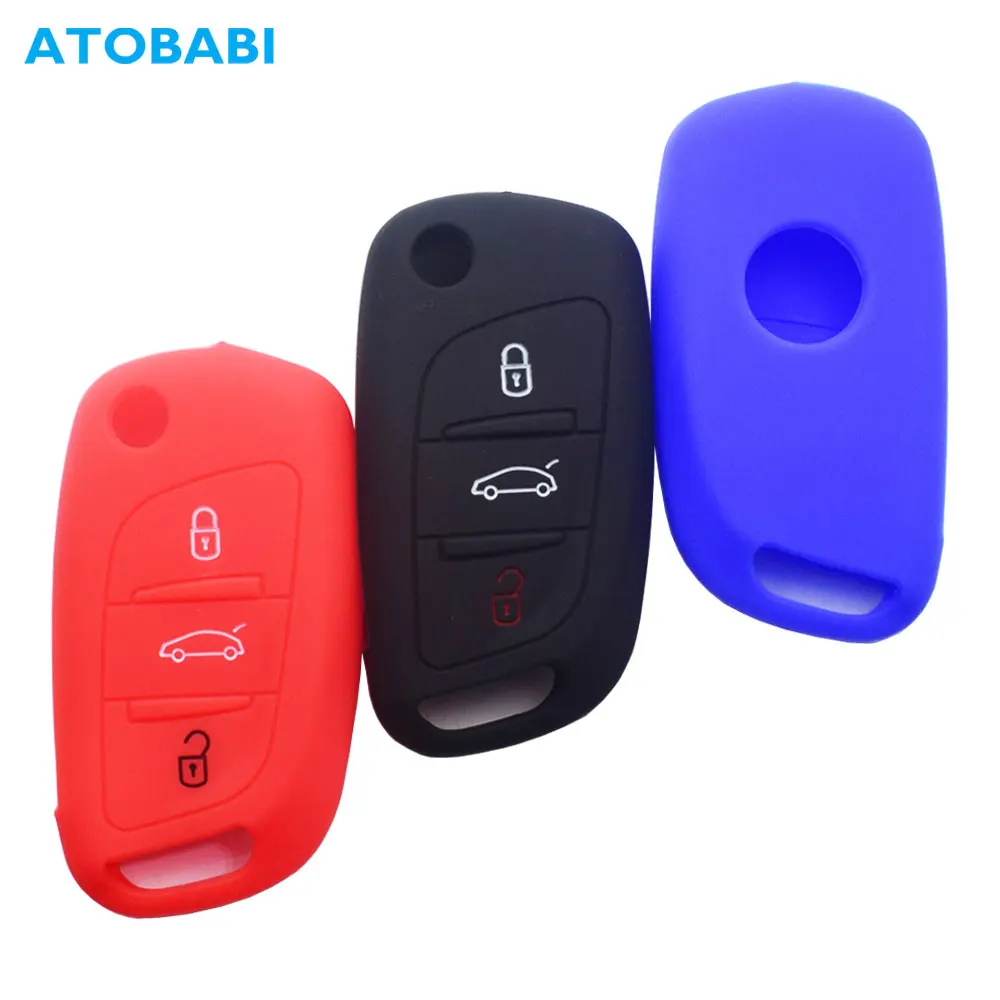 Silicone Car Key Cases 3 Buttons Folding Remote Fobs Shell Protector Cover For Peugeot 207 307 308 Citroen C2 C3 C4 C5 C6 C8 | Автомобили