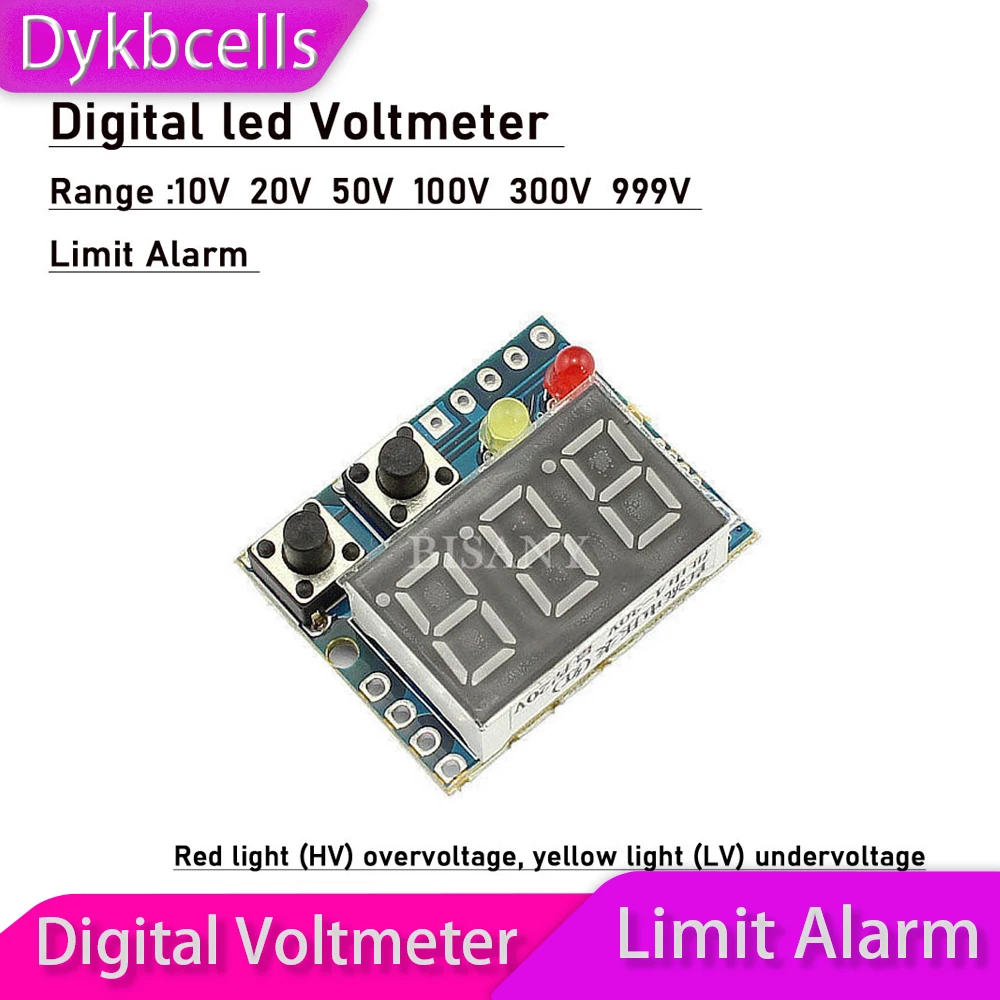 Dykbcells LED Digital DC 10V 20V 50V 100V 300V 999V Limit Alarm 2/3Wires FOR Battery Monitor Overvoltage undervoltage protection 
Dykbcells LED Digital DC 10V 20V 50V 100V 300V 999V Limit Alarm 2/3Wires FOR Battery Monitor Overvoltage undervoltage protection