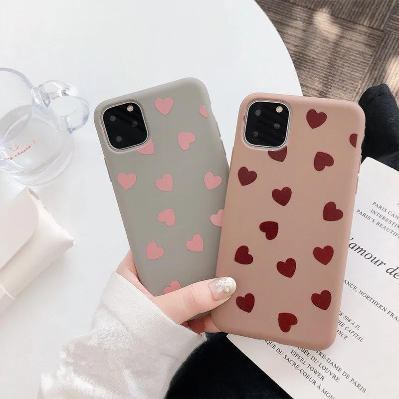 Винтажный чехол для телефона с сердечком девочки Iphone 11 11pro max X Xs Xsmax Xr Мягкий