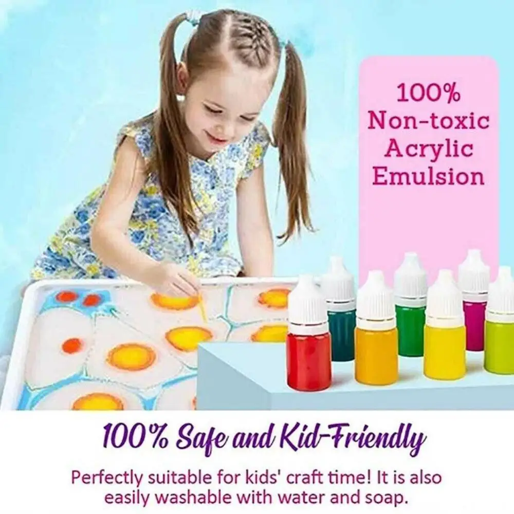 Marbling Painting Kit Floating Painting Set DIY Painting on Water Creative Art Set of 6 Colors Children Puzzle Graffiti Painting
Marbling Painting Kit Floating Painting Set DIY Painting on Water Creative Art Set of 6 Colors Children Puzzle Graffiti Painting