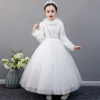 Autumn Winter High-quality White Color Warm Long Sleeves Birthday Wedding Party Princess Dress For Girls Children Evening Dress
Autumn Winter High-quality White Color Warm Long Sleeves Birthday Wedding Party Princess Dress For Girls Children Evening Dress