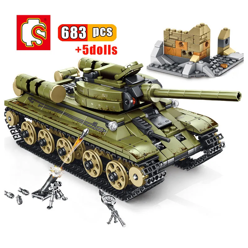 SEMBO 683pcs WW2 Tank Series Soviet T-34 Tank Building Blocks Model sets Army Soldier Weapon figure man Bricks Toys for Children
SEMBO 683pcs WW2 Tank Series Soviet T-34 Tank Building Blocks Model sets Army Soldier Weapon figure man Bricks Toys for Children