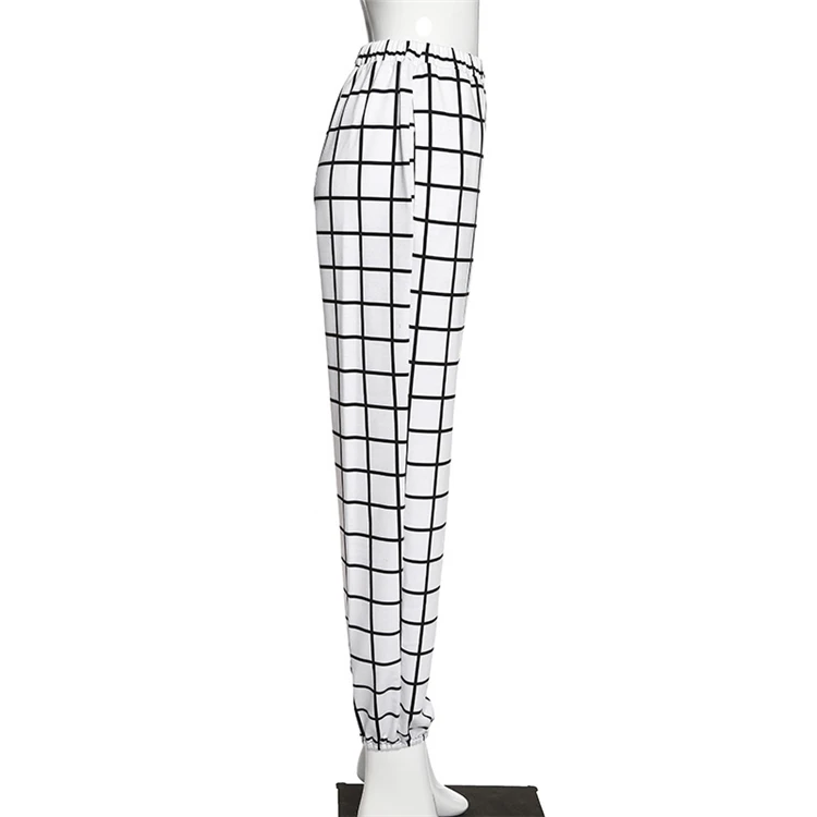 2020 Hipster Black White Plaid Patchwork Harem Pants Female Hip-hop Street Dance Pants Casual Harajuku Korean Straight Trouser4.jpg