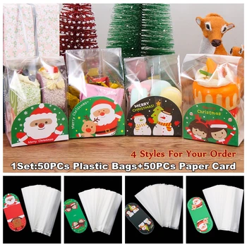 50pcs Merry Christmas Baking Packaging Bags With Card Base Set Cartoon Christmas Santa Claus Snowman Snack Candy Cookies Bag
50pcs Merry Christmas Baking Packaging Bags With Card Base Set Cartoon Christmas Santa Claus Snowman Snack Candy Cookies Bag
