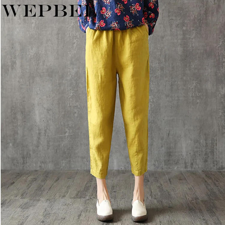 WEPBEL Women Linen Pants Plus Size Pant Capris Loose Thin Fabric Linen Cotton Pant Solid Color Harem Pants Women
WEPBEL Women Linen Pants Plus Size Pant Capris Loose Thin Fabric Linen Cotton Pant Solid Color Harem Pants Women