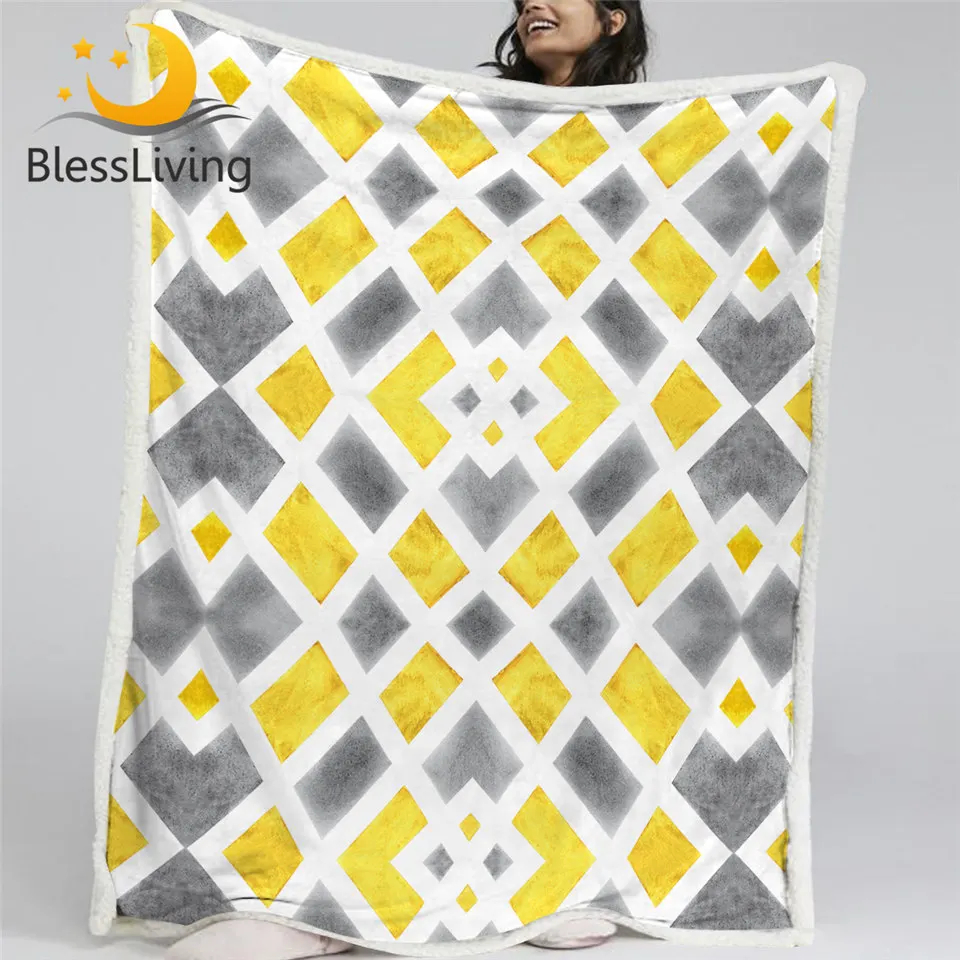BlessLiving Geometric Sherpa Blanket Polygon Soft Blanket Watercolor Plush Blanket Yellow White Grey Bedding Cobertor 130×150
BlessLiving Geometric Sherpa Blanket Polygon Soft Blanket Watercolor Plush Blanket Yellow White Grey Bedding Cobertor 130×150