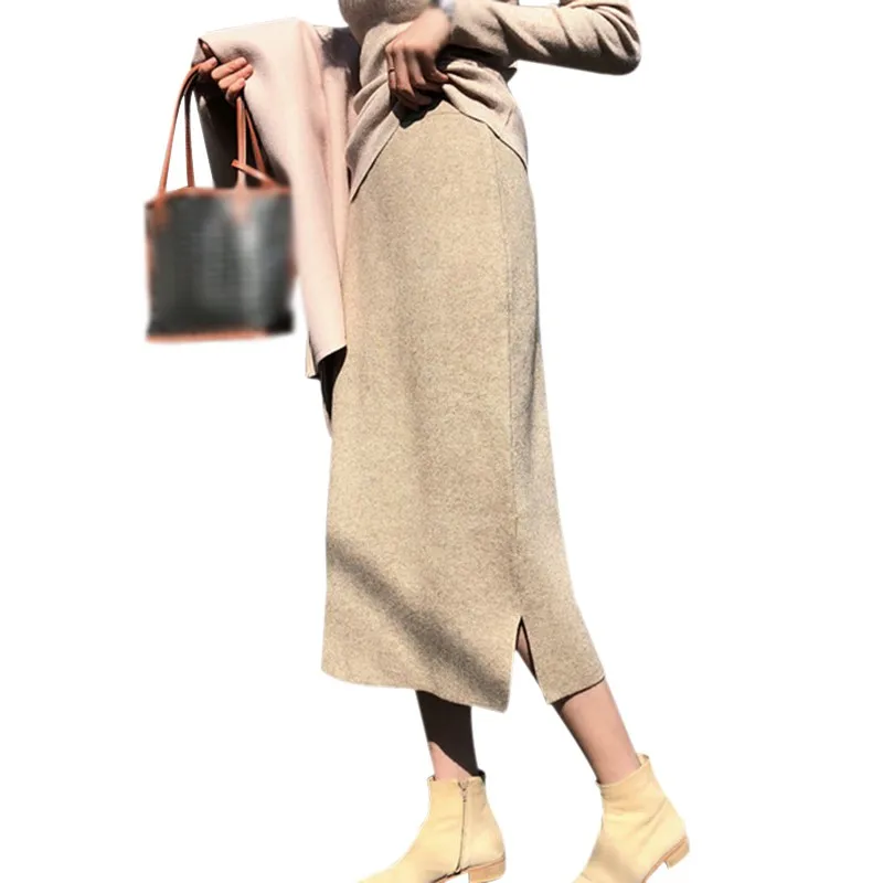 Autumn Winter Women Elegant Skirts Korean Style Solid Color Slim Mid-Length Knitted Skirt High Waist Skirt
Autumn Winter Women Elegant Skirts Korean Style Solid Color Slim Mid-Length Knitted Skirt High Waist Skirt