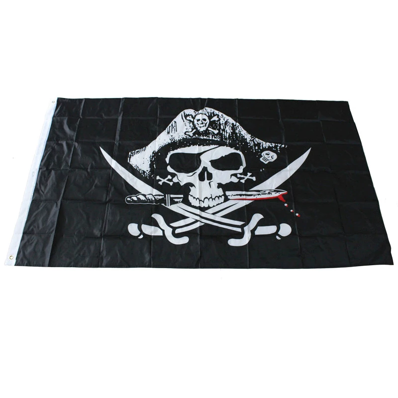 3x5 футов череп и крест кости сабли мечи Пират Веселый Роджер флаги с люверсами