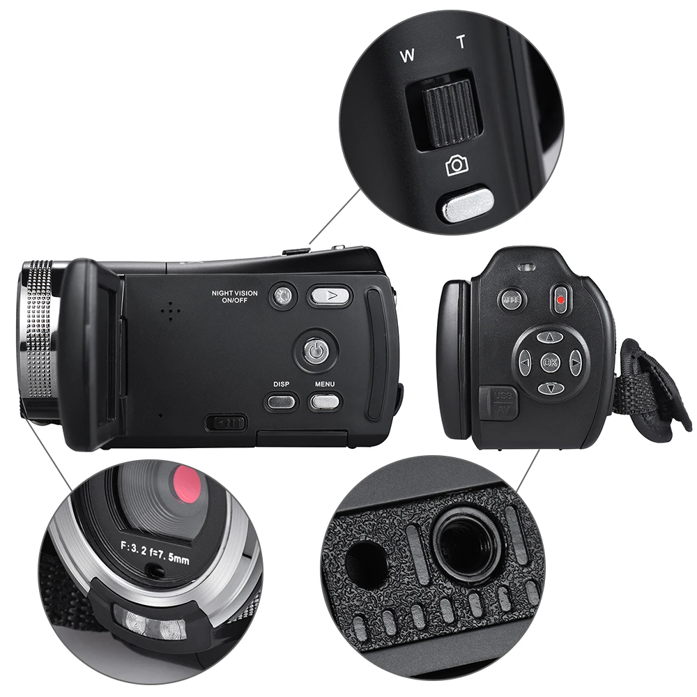 V12 1080P Video Camera Full HD 16X Digital Zoom Recording Camcorder w/3.0 Inch Rotatable LCD Screen Support Night Vision
V12 1080P Video Camera Full HD 16X Digital Zoom Recording Camcorder w/3.0 Inch Rotatable LCD Screen Support Night Vision