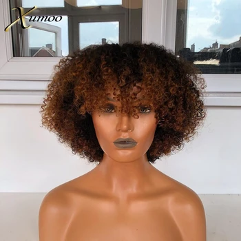 XUMOO High Density Short Bob Kinky Curly Ombre Brown Brazilian Human Hair Wig With Bangs None Lace Wig Human Hair Wigs For Women
XUMOO High Density Short Bob Kinky Curly Ombre Brown Brazilian Human Hair Wig With Bangs None Lace Wig Human Hair Wigs For Women