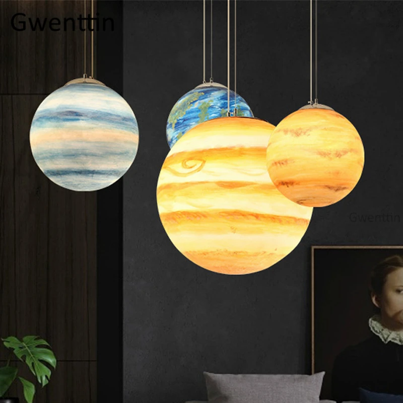 Креативный светильник планета Подвеска полимерный шар Луна подвесной столовая