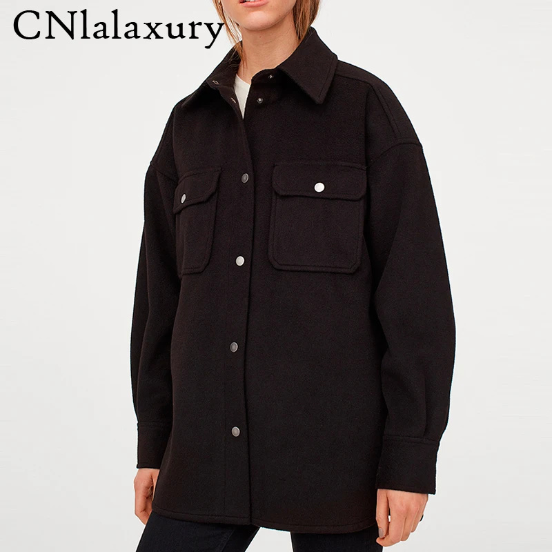 Фото Куртка женская винтажная шерстяная в стиле оверсайз Свободное пальто уличная
