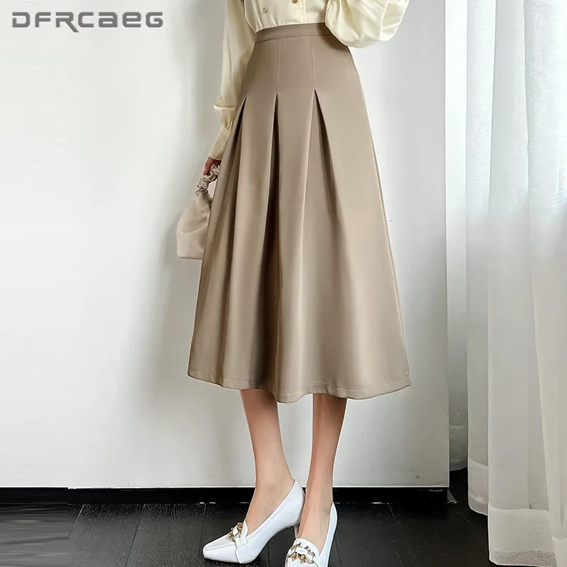 Khaki High Waist Elegant Casual Pleated Skirts Women 2022 Spring Korean Fashion Big Swing A-Line Long Skirt Femme
Khaki High Waist Elegant Casual Pleated Skirts Women 2022 Spring Korean Fashion Big Swing A-Line Long Skirt Femme