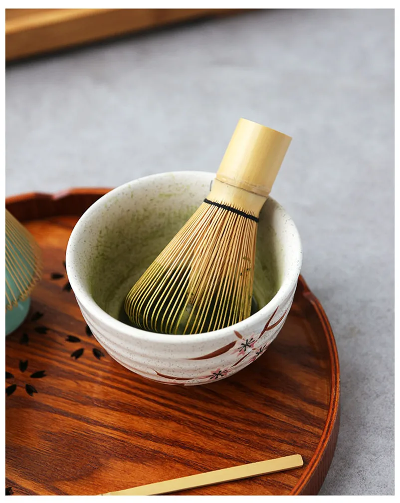 Японский чайный набор маття семейный бамбуковый держатель для венчиков поднос