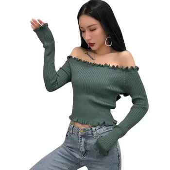Korea New Version Knit Top Of Slash Neck Off-the-shoulder Tight-fitting Belly Button Fashion White Winter Sweater Women:
Korea New Version Knit Top Of Slash Neck Off-the-shoulder Tight-fitting Belly Button Fashion White Winter Sweater Women: