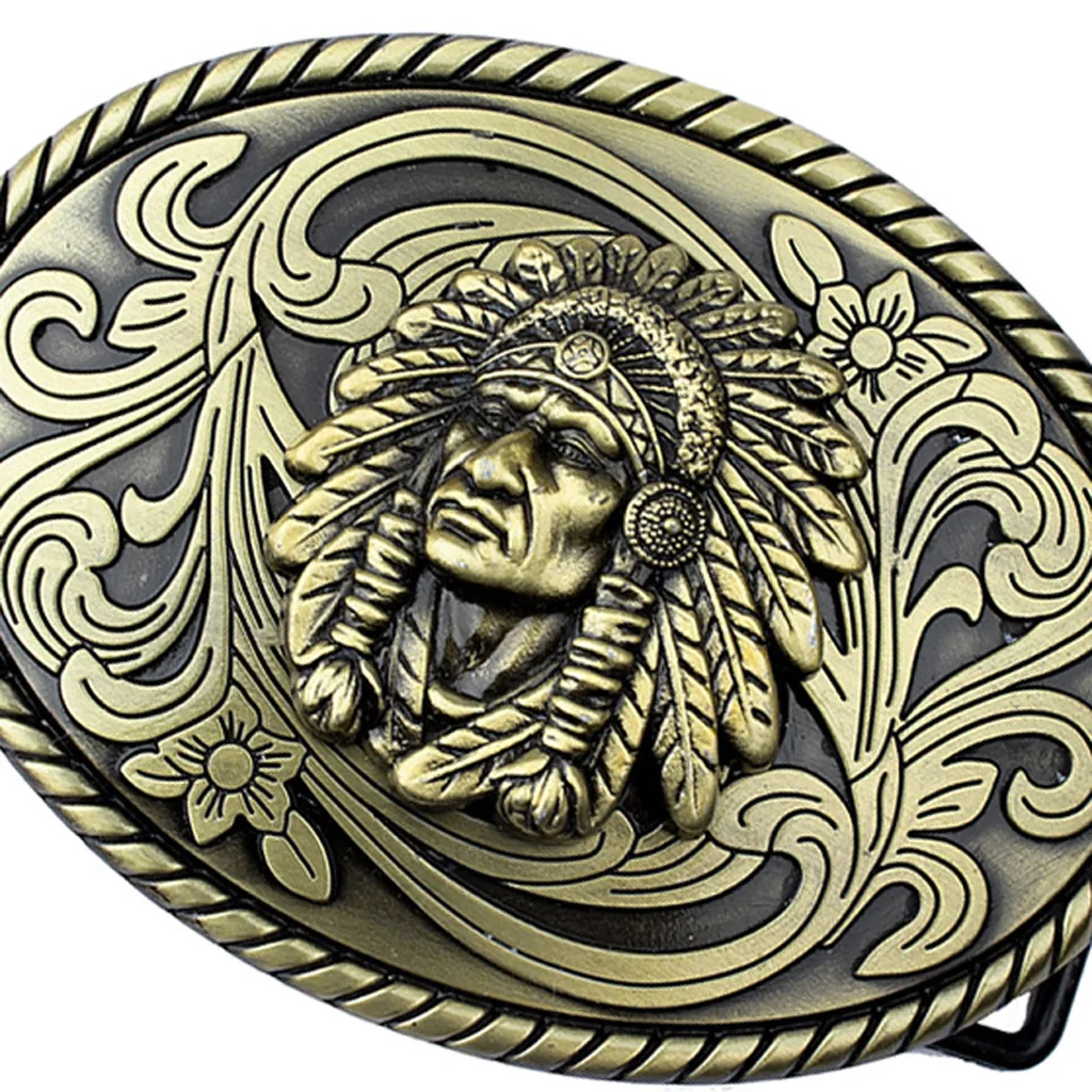 Vintage Antique Bronze Indian Chief Head Belt Buckle for Leather Belt Vintage Antique Bronze Indian Chief Head Belt Buckle for Leather Belt