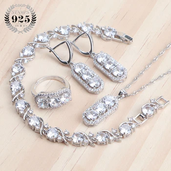 White Zircon Wedding 925 Sterling Silver Jewelry Sets Bridal Women Earrings Bracelets Necklace Rings Set Jewelery Gift Box
White Zircon Wedding 925 Sterling Silver Jewelry Sets Bridal Women Earrings Bracelets Necklace Rings Set Jewelery Gift Box