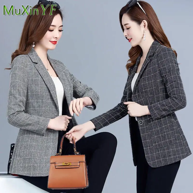 2022 pring Autumn New Trend Plaid Long-sleeved Suit Jacket Women Thin Casual Blazers Coat Korean Fashion Elegant Slim Top
2022 pring Autumn New Trend Plaid Long-sleeved Suit Jacket Women Thin Casual Blazers Coat Korean Fashion Elegant Slim Top