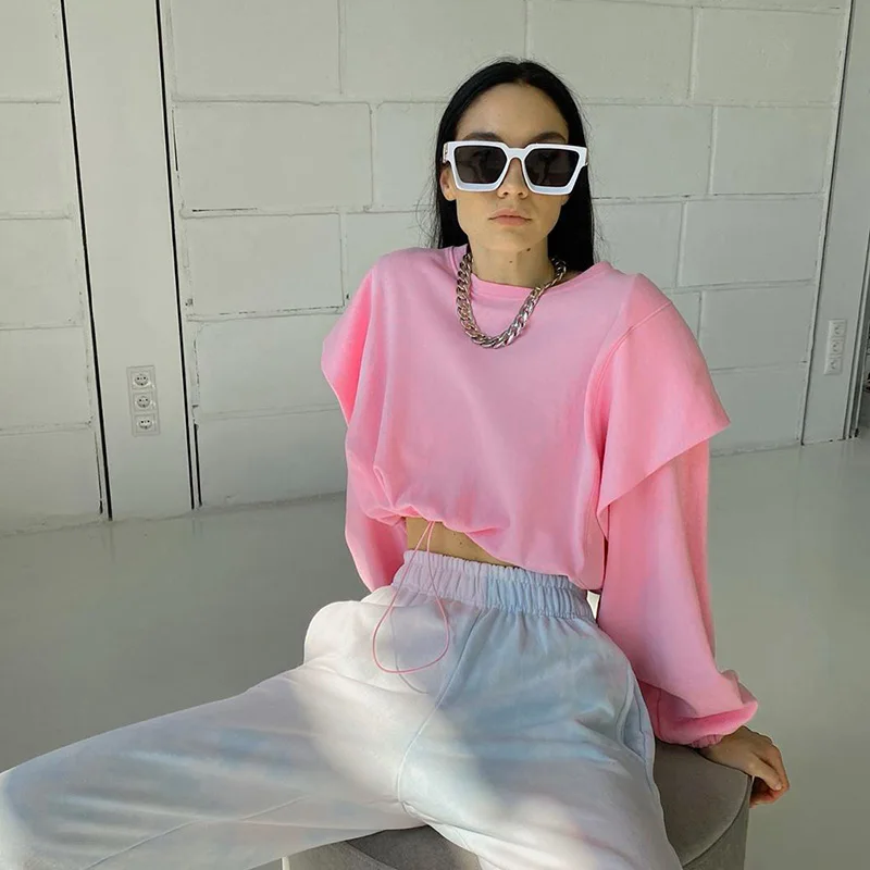 Women Puff Sleeve Cropped Sweatshirts Loose Party Casual Round Collar Long Sleeve Fall Clothes Streetwear Drawstring Lace-up Top
Women Puff Sleeve Cropped Sweatshirts Loose Party Casual Round Collar Long Sleeve Fall Clothes Streetwear Drawstring Lace-up Top