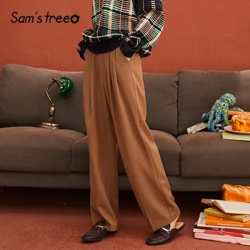 SAM'S TREE Khaki Solid Minimalist Style Wide Leg Women Suit Pants 2019 Winter Pure Zipper Waist Casual Loose Office Lady Trouser
SAM'S TREE Khaki Solid Minimalist Style Wide Leg Women Suit Pants 2019 Winter Pure Zipper Waist Casual Loose Office Lady Trouser