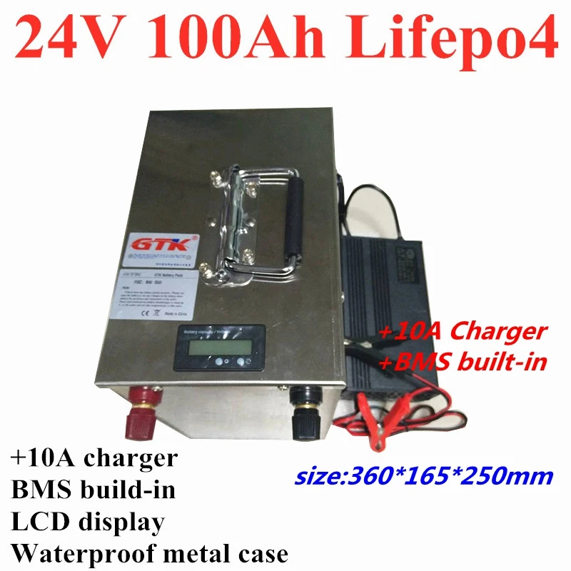 GTK LCD display lifepo4 24v 100ah lithium phosphate battery for golf cart/solar system/truck/sea scooter battery+10A charger
GTK LCD display lifepo4 24v 100ah lithium phosphate battery for golf cart/solar system/truck/sea scooter battery+10A charger